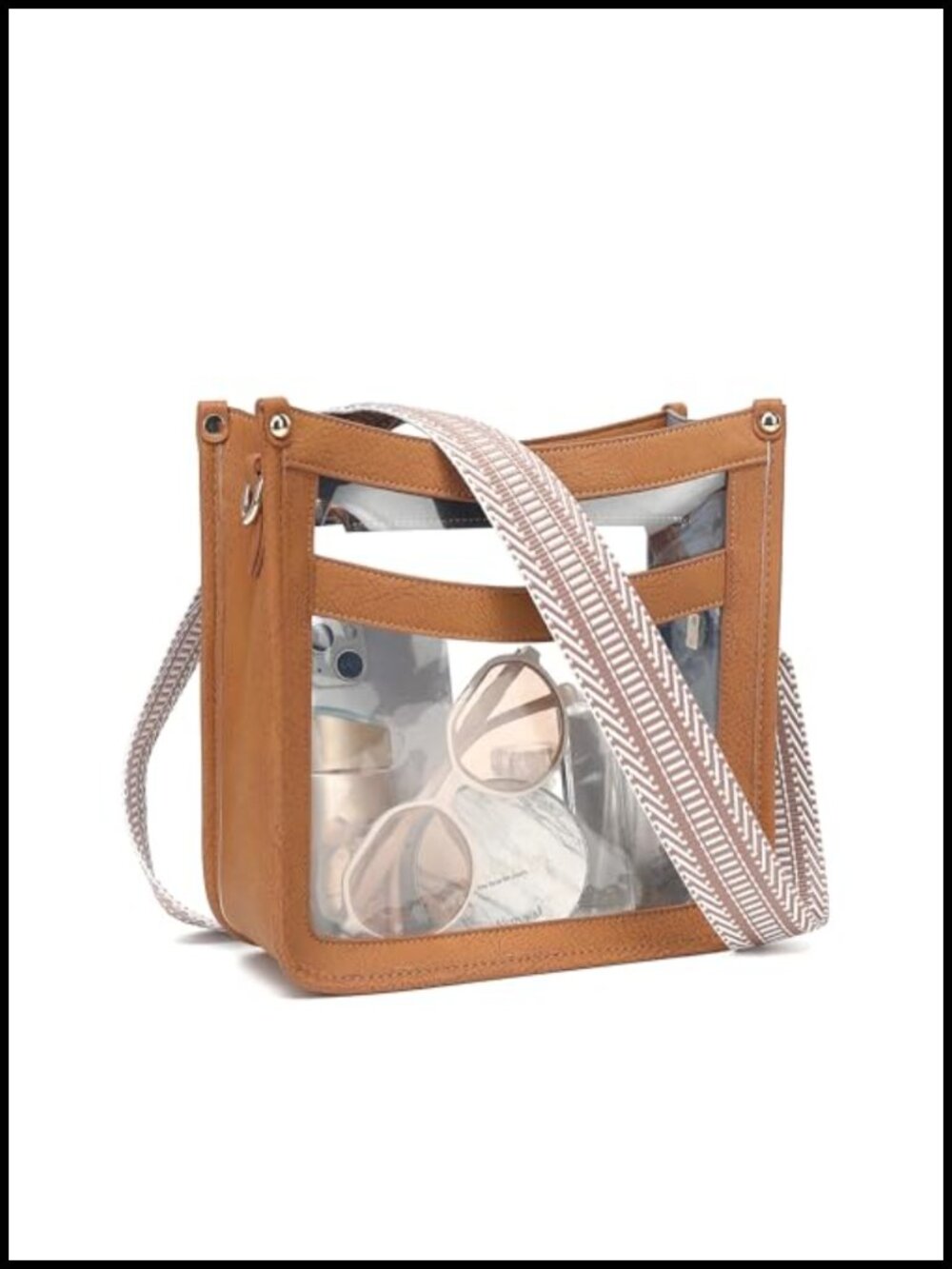 Clear Crossbody Bag Stadium Approved PVC Vegan Leather Concert Purse
